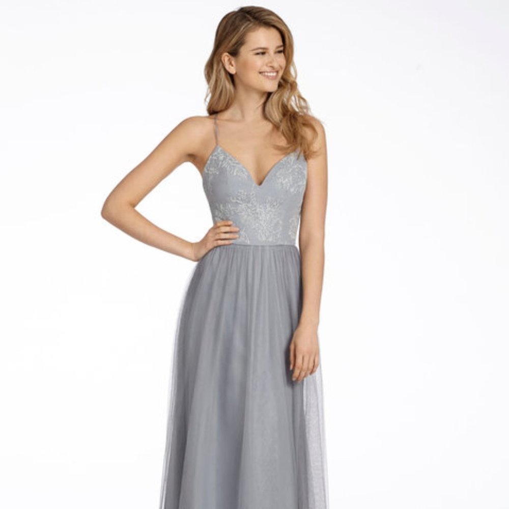 Hayley Paige Bridesmaids Dress Pewter Color